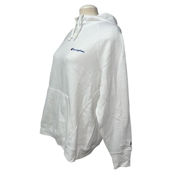 Champion Power Blend Long Sleeve Warm Hoodie Sweatshirt Sz XL White Kangaroo Poc - Picture 8 of 16